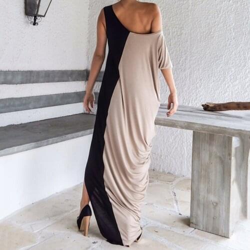 Women Summer Dresses Beach New Patchwork Casual Loose Oversized Sundress Vestidos Robe Sexy Long Maxi Dress