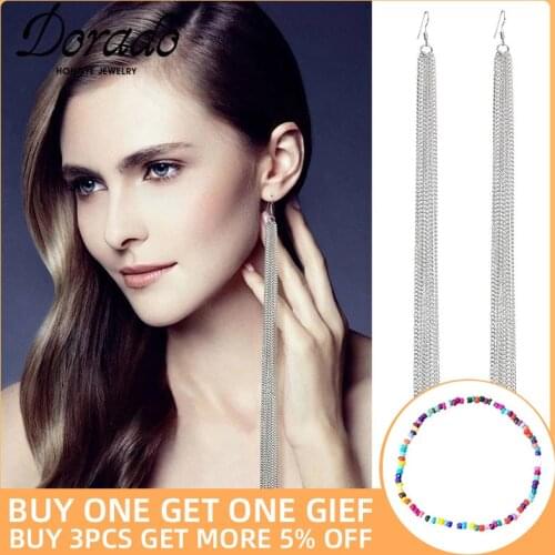 Dorado Long Chain Tassel Drop Earrings For Women Girls Retro New Alloy Female Dangle Hanging Fashion Ear Jewelry Brincos 2020