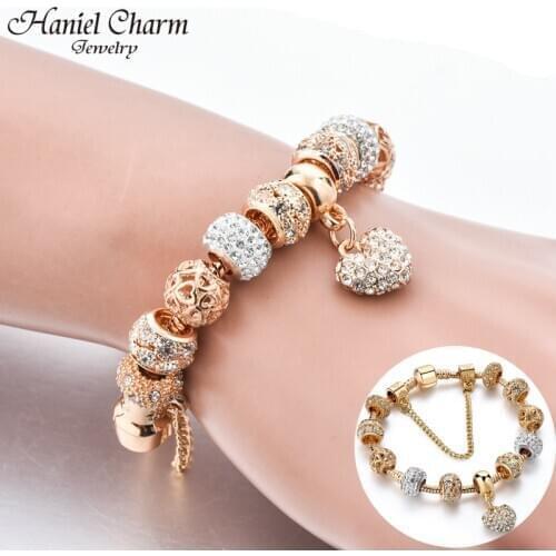2021 Hot Luxury Crystal Heart Charm Bracelets&Bangles Fashion Bracelets For Women Jewellery Pulseira Feminina Bracelet Gifts