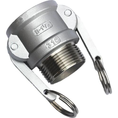 1-1/2" BSP Male Thread x 55mm ID Camlock 304 Stainless Steel B Type Socket Cam Lock Fitting Pump Adapter Cam Groove Coupling