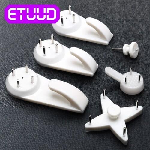 1 Box White Plastic Invisible Wall Mount Photo Picture Frame Nail Hook Hanger Hard Picture Frame Wall Hooks for Photos