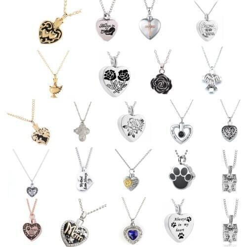 1pcs Stainless Steel Cremation Ash Jewelry Heart Urn Necklace Memorial Keepsake Heart Pendant Funnel Fill Kit