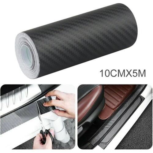 10cm Carbon Fiber Car Stickers Door Sill Scuff Anti Scratch Tape Protection Carbon Fiber Vinyl Film