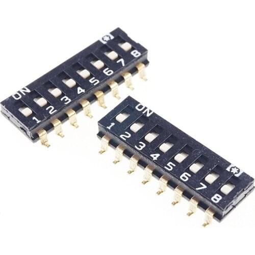 1000pcs/Tape&Reel Dip Switches SPST 8 Position 2.54mm 0.100" pitch SMD Slide (Standard) Actuator raised Gull Wing Straight