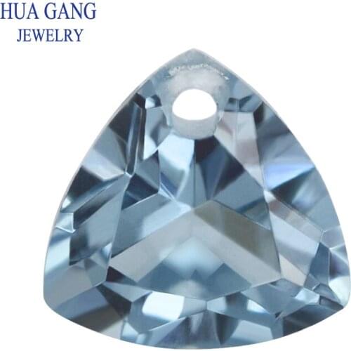 106# Spinel Blue Trillion Shape Brilliant Cut Synthetic Spinel Stone With Hole For Jewelry Size 4x4-10x10mm Free Shipping