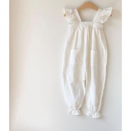 2021 New Girls Boys Overalls Spring Cotton Linen Fashion Kids Pants 1-6t QI106