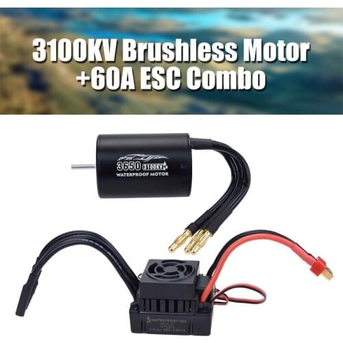 3650 Brushless Sensorless Waterproof Motor 2300KV/3100KV/3900KV 3.175mm+60A ESC For 1/8 RC Drift Racing Off-road Car Truck