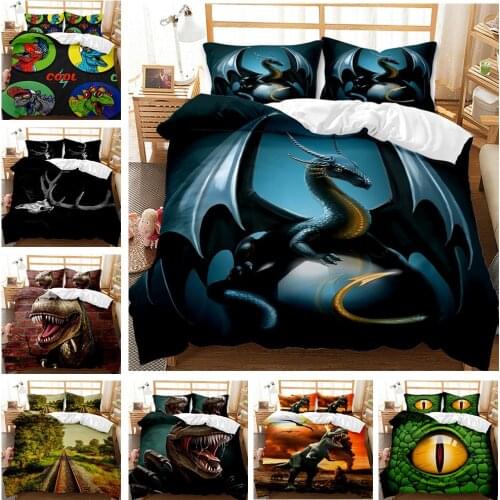3D Dinosaur Bedding Sets Jurassic World Battle 2/3 Piece Duvet Cover Sets Unique Dinosaur Bedding For Kids And Adults Full Size