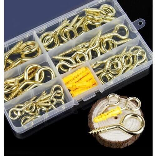 74Pcs M4 50mm Zinc Alloy Eye Bolt Screw Close Ring Hook Picture Frame Light Cabinet Plant Lamp Tool