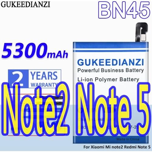 High Capacity GUKEEDIANZI Battery BN45 5300mAh For Xiaomi Mi note2 Redmi Note 5 Note5 BN45 note 2