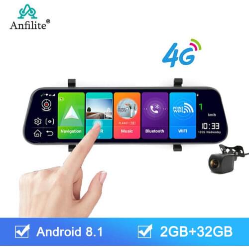 Anfilite 10" GPS Android 8.1 2GB+16GB ADAS 10 in 1 DashCam Car DVR Mirror Camera 4G WIFI Bluetooth Full HD 1080P Video Recorder
