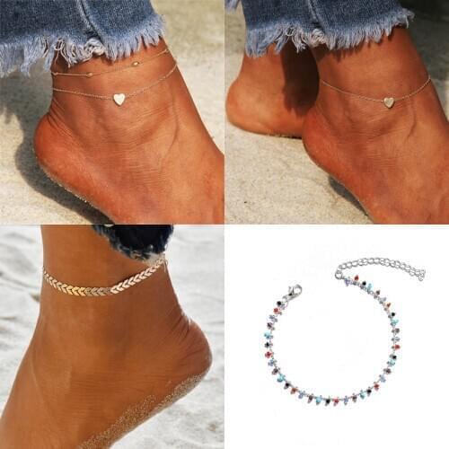 Boho Silver Color barefoot Anklets for Women Foot Chain Bohemian Ankle on Leg Bracelets Female foot Jewelry Summer beach