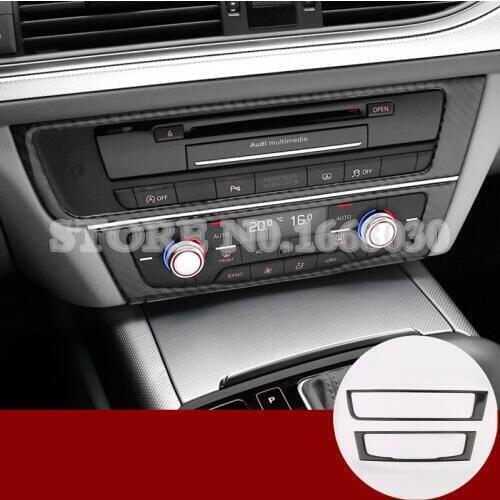 Carbon Fiber Center Console CD Panel Trim Cover 2pcs For Audi A6 S6 2012-2018 Car accesories interior Car decoration