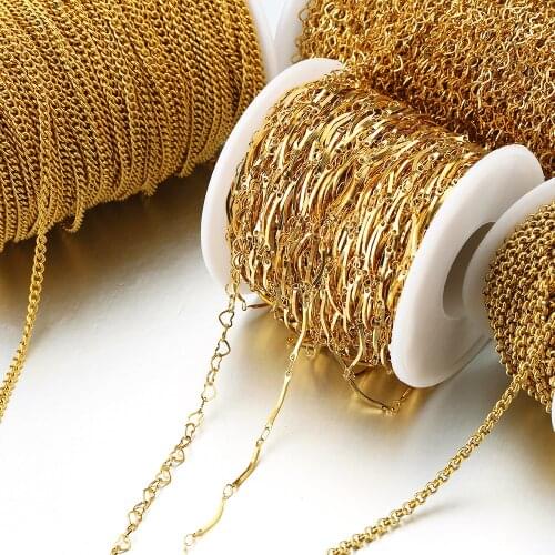 1Meter Gold Stainless Steel Chains for Jewelry Making DIY Bracelet Necklace Chains Anklet Accessories Components No Fade