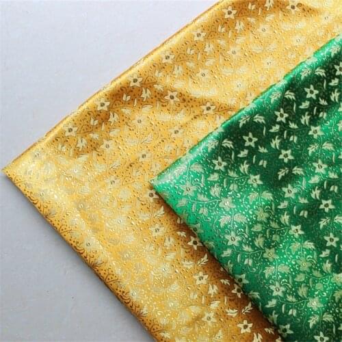 CF439 100*150cm Green/Yellow Star Pattern Florals Jacquard Brocade Fabric Chinese Festival Wedding Dress Qipao Buddhism Cloth