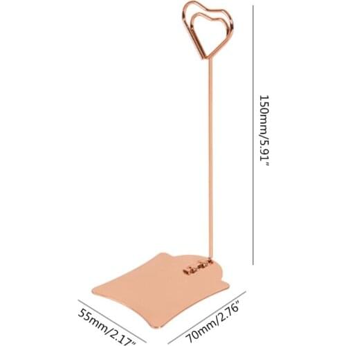 Photo Holder Metal Clip w/ Metal Base Gold Rose Gold Heart-shaped for Weddings Restaurants Banquets Home Office Decor