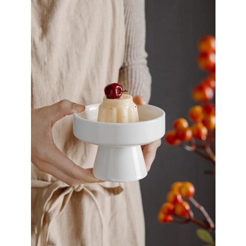 200ML Ceramic Bowl Hotel Restaurant Tableware Snack Dish Dessert Bowl Snack BowlHigh-foot Plate Bowl Dropshipping