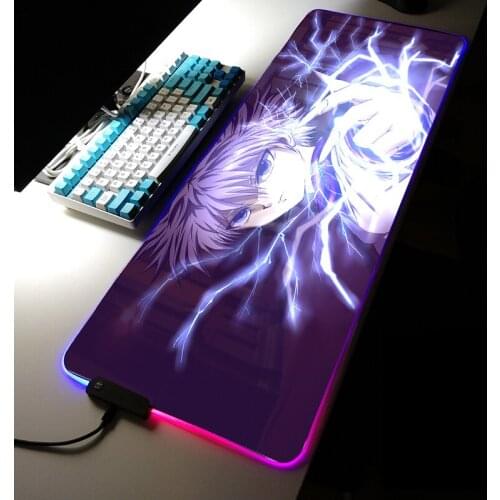 Hunter x Hunter Killua Zoldyck LED Mouse Pad Gaming Setup Accessories Non-slip Mat Mouse for Pc Rgb Rug Keyboard Anime Mousepad