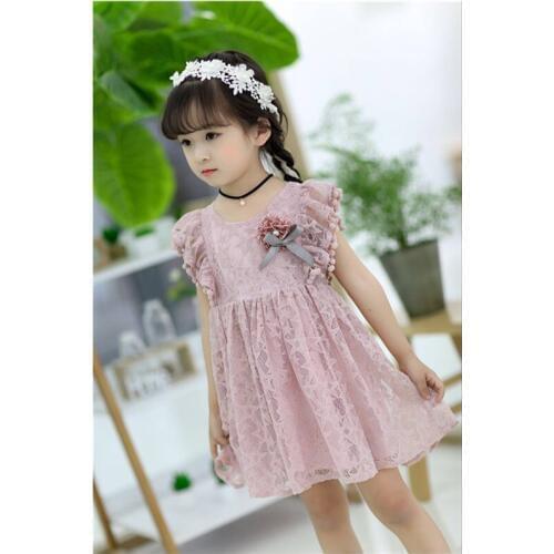 Summer girls dress 2018 new cute flower chiffon lace girl princess dress baby girl clothing kid children dress girls clothing