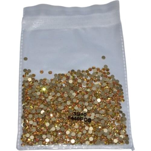 Metal sunlight Crystal Glass Nail Rhinestones Non Hotfix Flatback SS3-SS20 Rhinestones for Nails Art Decorations 3D Gems Stones