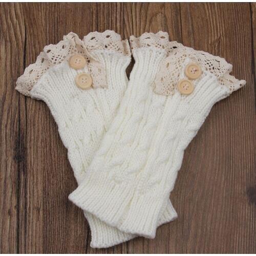 Fashion Double Button Cable Knitted Boot Cuff Short Leg Warmer Womens Boot Socks Knitted Lace Trim Fashion Boots Accessories