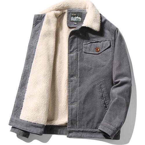 ICPANS Corduroy Coats Men Cotton Pockets Loose Warm Fleece Thicken Winter Jackets Pluse Size XXXL 4XL