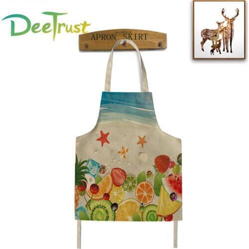 New 2018 Cotton Linen Fruit Apron Color Detachable Antifouling Sleeveless Unisex Aprons Woman Men Kitchen Chef Cooking avental