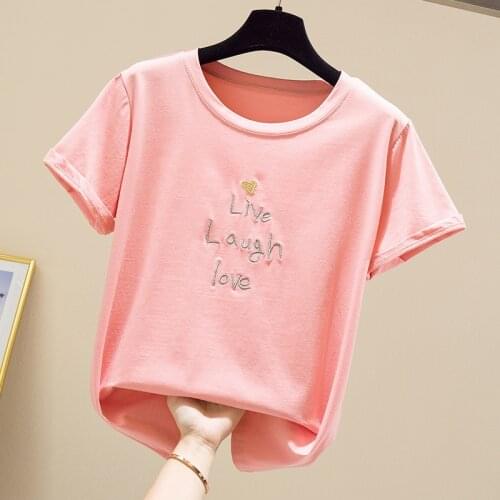 2021 summer new O-neck short-sleeved letter embroidery clothing womens T-shirt clothing womens tops