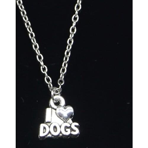 New Fashion Necklace 13x12mm I love dogs Pendants Short Long Women Men Colar Gift Jewelry Choker
