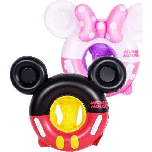 0-6 Years Old Thickened Environmental Protection Child Baby Inflatable Mickey Minnie Crotch Swimming Ring Cartoon Pvc Seat Ring