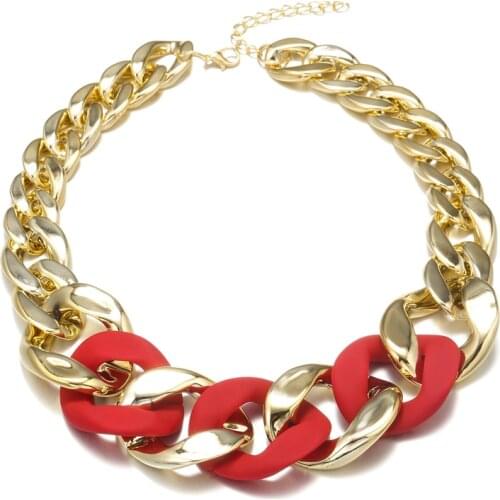 Retro Punk Gold Clor Necklace for Men Vinage Chunky Chain Necklace Hiphop Rocky Jewelry for Women Gift Party SR1106
