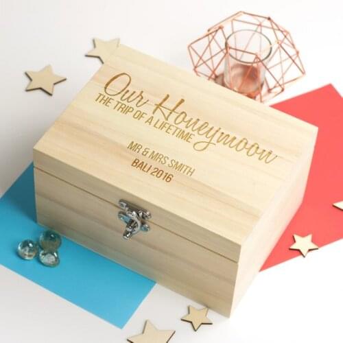 Personalize text name honeymoon wedding Memories bespoken Box Keepsake gift Boxes birthday storage containers