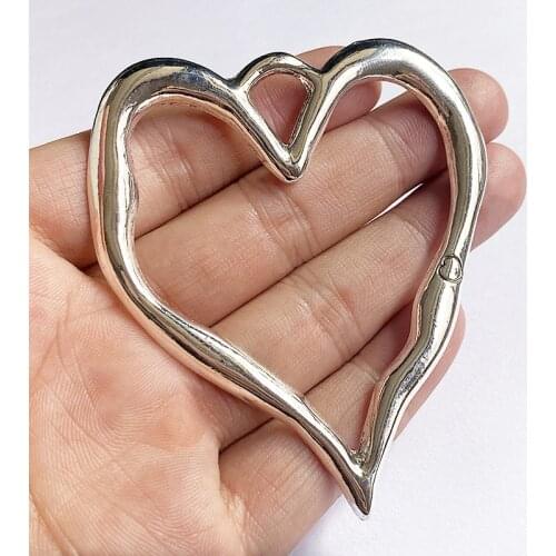 3PCS/Lot Big Heart Charms Pendants Accessories, Tibetan Silver Color For DIY Handmade Necklace Findings Jewelry Making Supplies