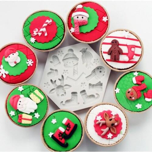 Santa Claus Silicone Mold Fondant Mould Cake Decorating Tools Chocolate Gumpaste Mold Sugarcraft Kitchen Accessories