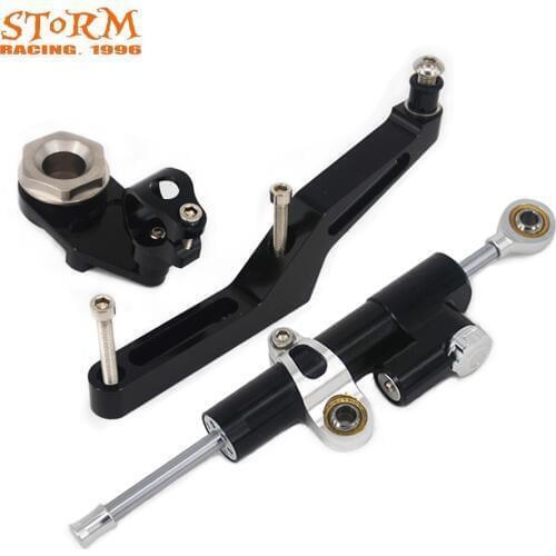 Motorcycle Steering Damper Stabilizer With Mounting Bracket Adapter Set For Kawasaki NINJA ZX6R ZX-6R ZX 6R 2009-2016