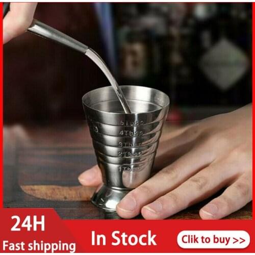 75ml Measure Cup Stainless Steel Jigger Shot Drink Spirit Mixed Cocktail Beaker Stainless Steel 304 Magic Measuring Cup Jugs New