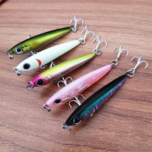 SWOLFY 5pcs/lot wobblers Super Quality 7 Colors 48mm 3g Hard Bait Sinking pencil Stick Fishing lures Bass Fresh Salt water