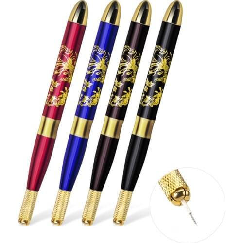 Tebori Eyebrow Tattoo Pen Lightweight Permanent Makeup Pen Machine Microblade Needle Holder Pen for Lips and Eyebrow Tattoo