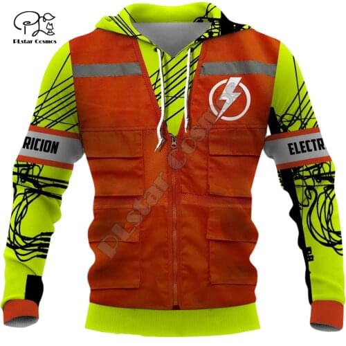 Men women electrician Print 3d hoodies works jacket Sweatshirts zipper Unisex long sleeve Pullover tracksuit coat streetwear 02