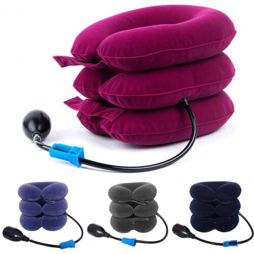 U Neck Pillow 3-layered Head Pain Cervical Traction Device Air Inflatable Vertebra Retractor Neck Support Treatment Cervical