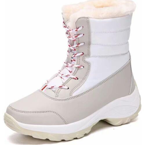 Big Size 35-42 Outdoor Fashion Women Snow Boots Winter Warm Cotton Ladies Winter Boots Leather Waterproof Women Casual Boots