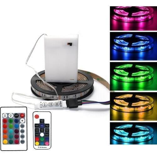 DC5V 5050 RGB LED Strip Light Remote Control Battery Powed Waterproof LED Ribbon Tape Flex Led Light Home Decoration