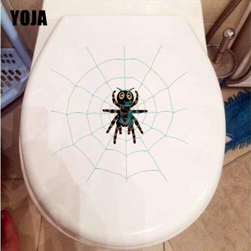 YOJA 22.4X22.4CM Interesting Spider Web Toilet Sticker Wall Decal Bedroom Home Decor Modern Cartoon T5-1123