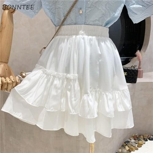Skirts Women White Pure Asymmetrical Patchwork Mini Design Casual All Match Street Sweet Preppy Trendy Summer Ulzzang Femme Chic