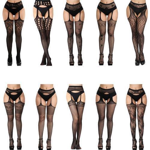 Women Tummy Control Stockings Garters Belt Pantyhose Underwear Clubwear