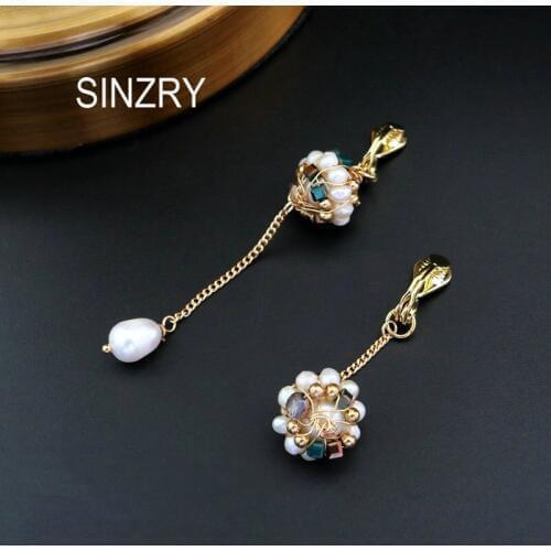 SINZRY Creative hamdemade Natural Fresh Water Pearl asymmetical Drop Earrings For Women Party unique Earrings