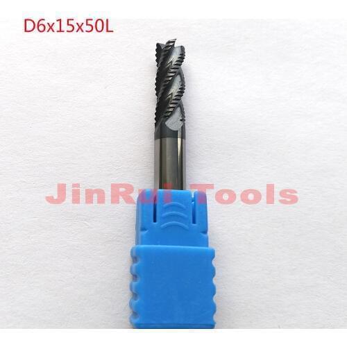 1pc 6mm D6*15*D6*50 HRC45 4 Flutes Solide Carbide Roughing End Mills CNC router bit milling cutter Tools knife fresa