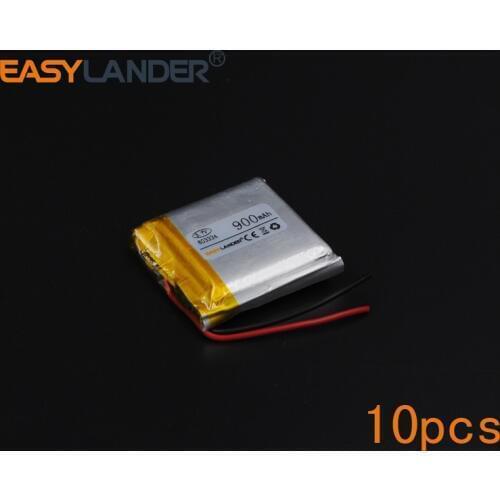 10pcs/Lot 3.7V 900mAh Rechargeable li Polymer Li-ion Battery For mouse recorder speaker RC toys headephone Remote 803334 083334