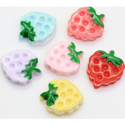 100/50pcs Cute Miniature Strawberry Resin Fruit Flatback Cabochon Scrapbooking DIY Decor