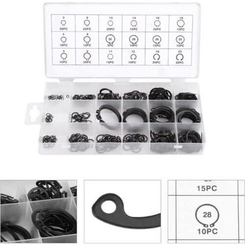300PCS Circlip Set External/Internal Retaining C-Type Circlip Lock Snap Retaining Ring Assortment Holes Shaft Collar Washer
